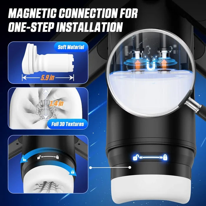 The Wing Thrusting & Vibrating Masturbator - Black