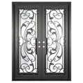Dream bronze color wrought iron double square top patio door.