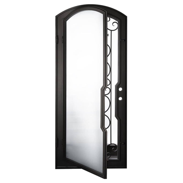 Dream curved top single exterior door with thermal break for cold climates.
