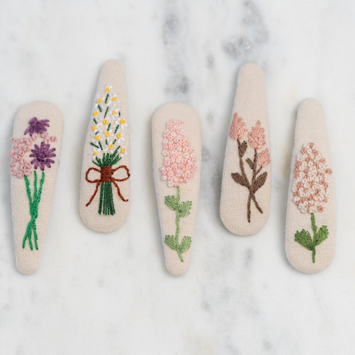 Floral Embroidered Hair Barrettes