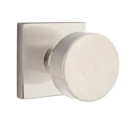 Emtek Round Knob with Square Rosette in Satin Nickel