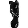 The EvoShield PRO-SRZ 2.0 Batter's Two Piece Elbow Guard by EvoShield features black and white accents, textured padding, elastic straps with hook-and-loop fasteners, and advanced Gel-to-Shell Technology for superior comfort and protection.