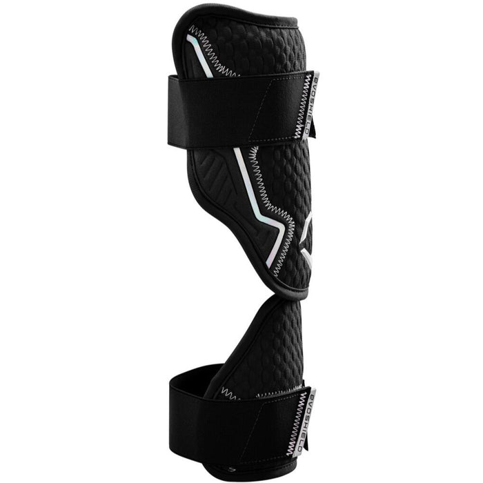 The EvoShield PRO-SRZ 2.0 Batter's Two Piece Elbow Guard by EvoShield features a black padded design with two adjustable Velcro straps, white accent lines, and impact absorption similar to Gel-to-Shell Technology.