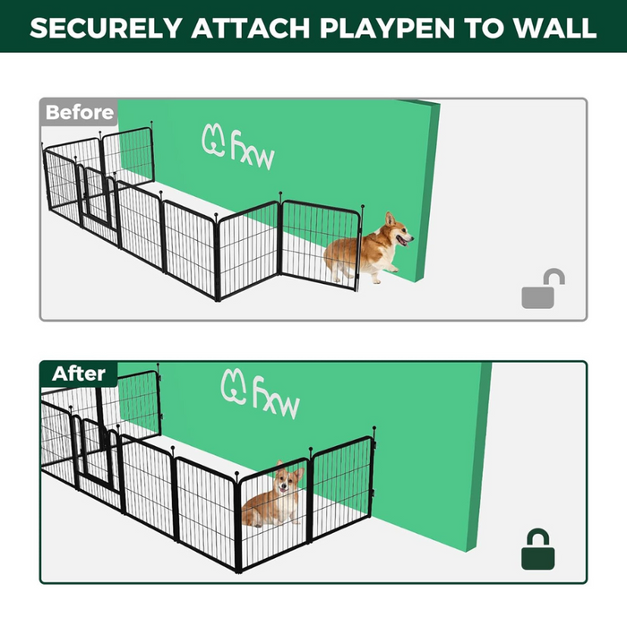 Bundle - Rollick Dog Playpen & Fence-to-Wall Anchor (2 PCs) FXW