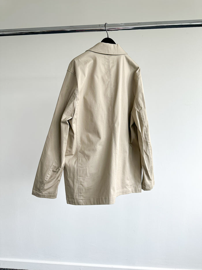 Folk Mens Beige Herringbone Workwear Blazer Jacket - House Of Huntington