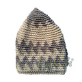 Hand-Crocheted Cotton Sturdy Light Olive Green & Greenish Khaki Zigzag Kufi Hat