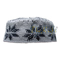 Hand-Crocheted Gray Kufi with Black Stars For Kids