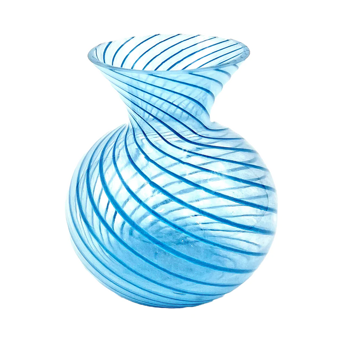 HANDMADE AQUA STRIPE BUD VASE