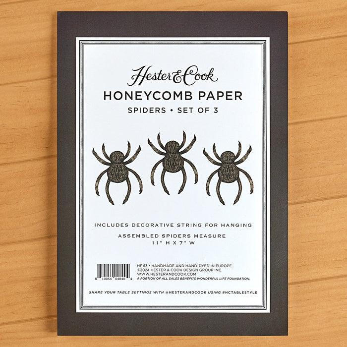 Hester & Cook Honeycomb Paper Party Decorations, Spiders