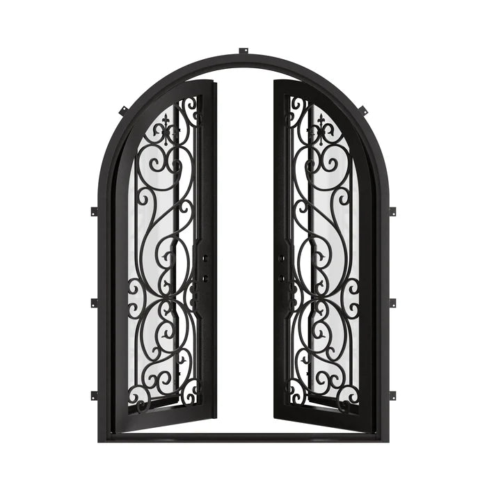 Hills full arch top iron door in bronze for cold weather.