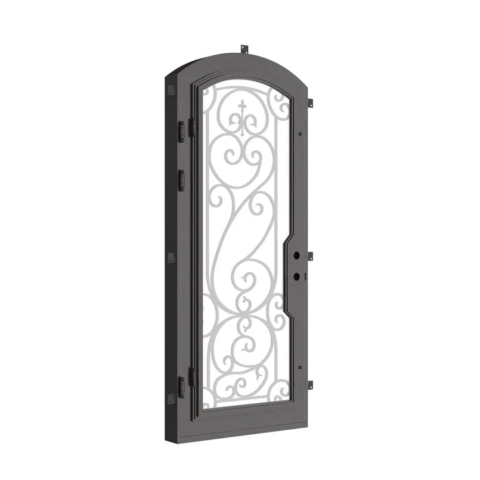 Golden Gate black finished curved top single swing door.