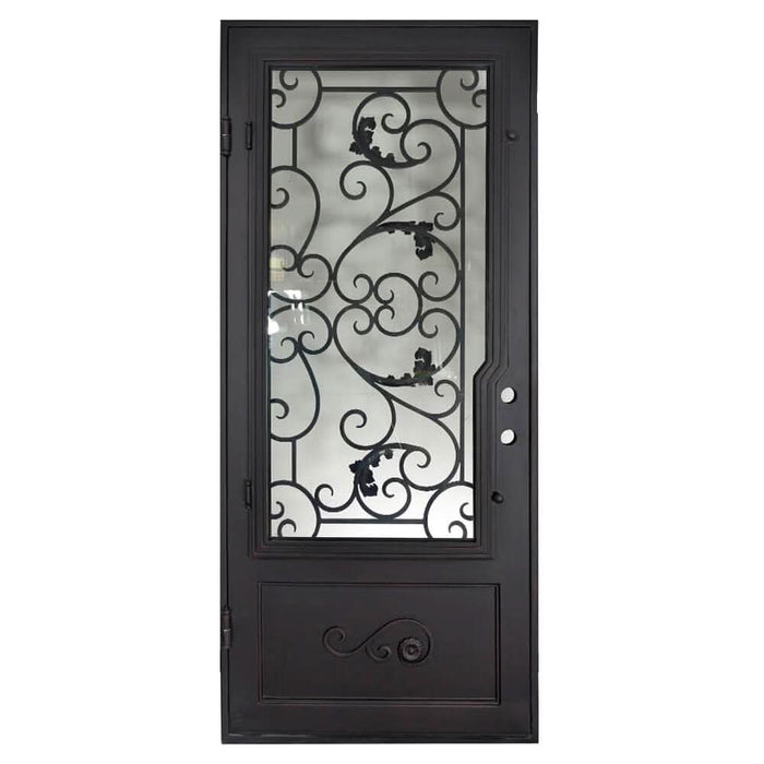 Hope straight top single metal framed door for cold weather in matte black.