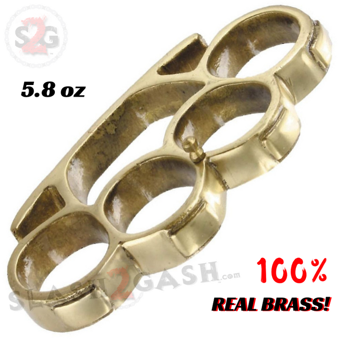 Real Brass Knuckles Heavy Duty Belt Buckle Paperweight Iron Fist Knuckle Duster - Small