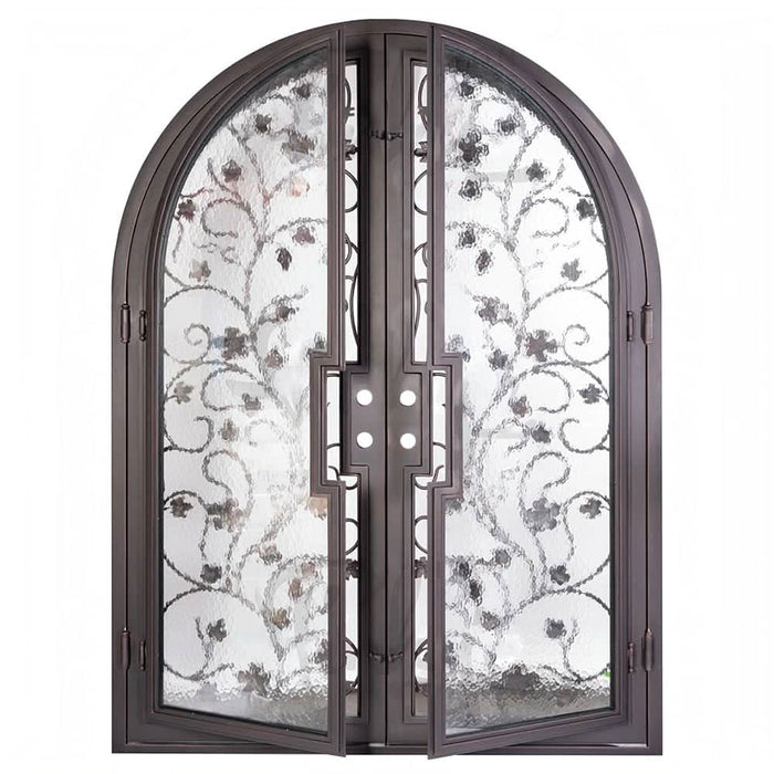 June round top iron door in bronze for cold weather.