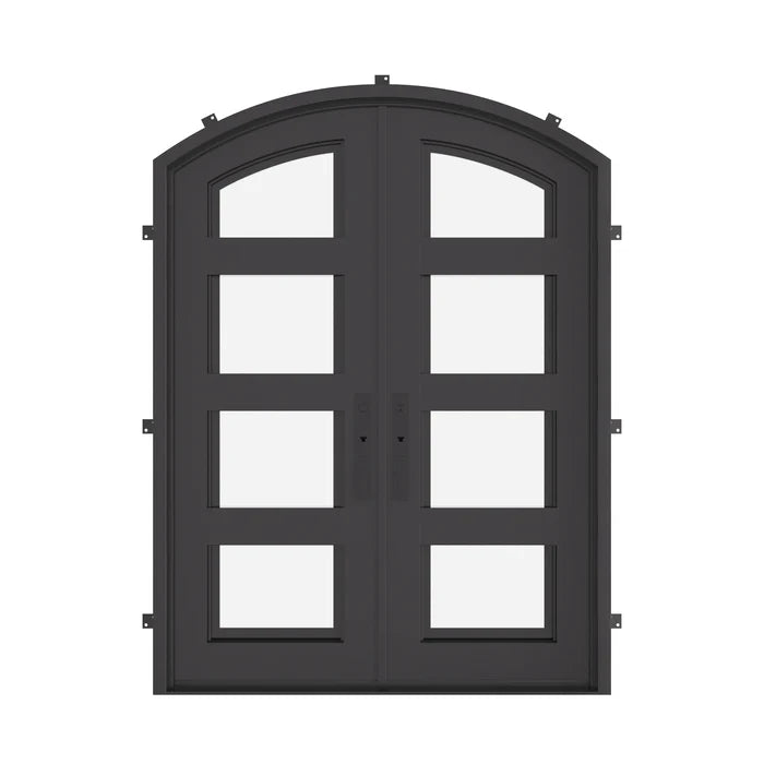 Knox black colored metal double door in bronze with glass and thermal barrier.