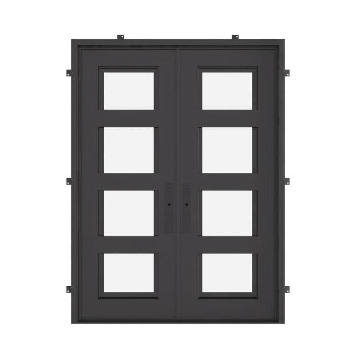 Knox black finished flat top double exterior door thermally broken.