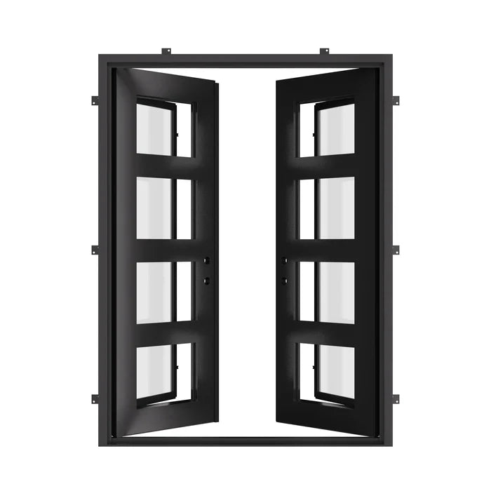 Knox flat top french entry door thermally broken in bronze finish.