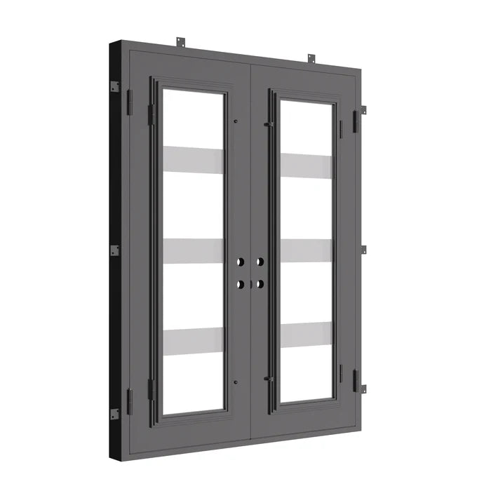 Knox thermally broken square top double exterior door in black finish.