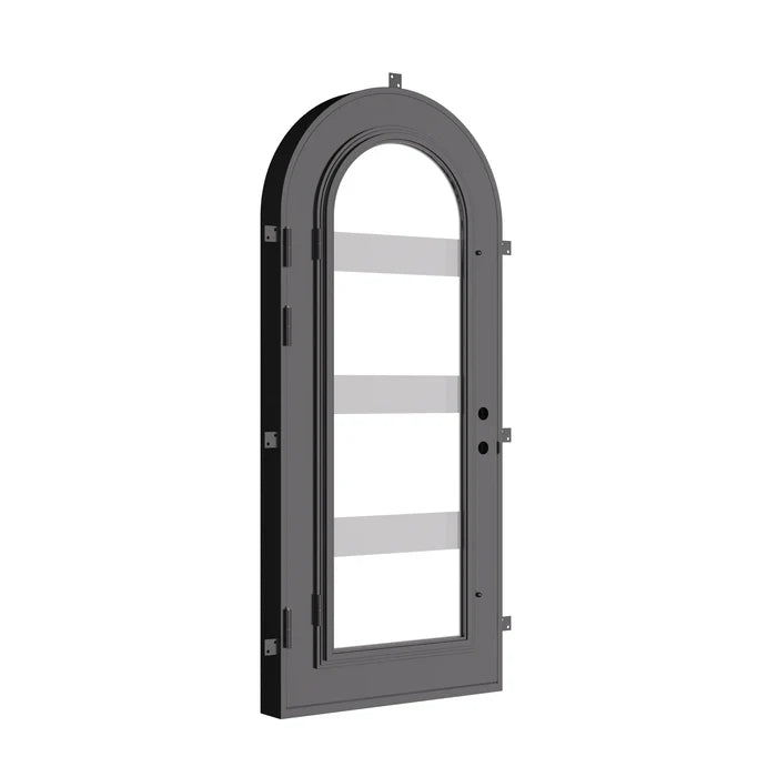 Knox full arch top metal door for cold weather in black color.