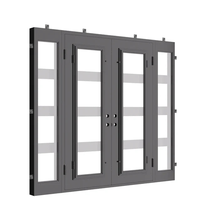 Knox modern steel double entry doors with flat top and sidelights