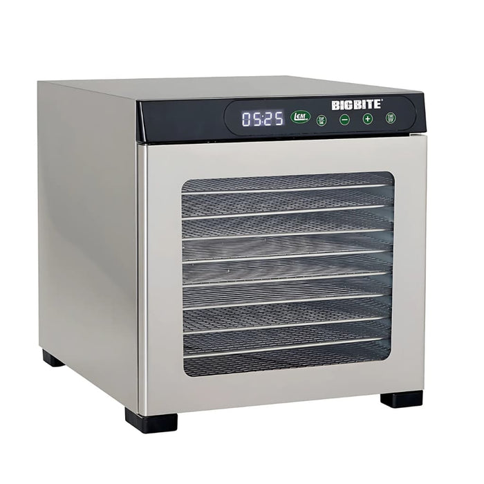 Lem stainless steel dehydrator with digital display on a white background