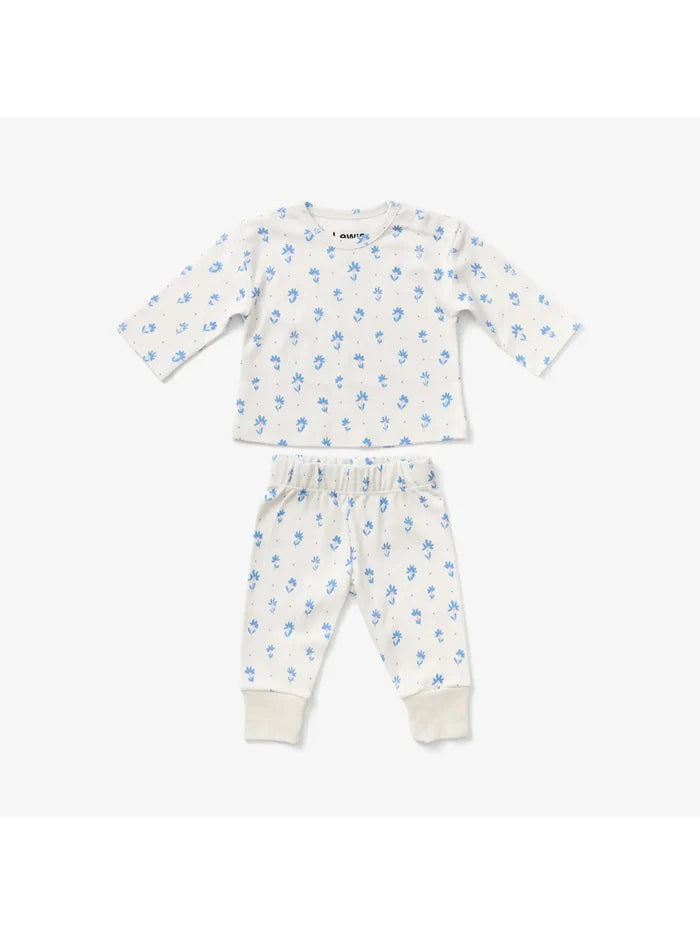 Lewis – Baby Long Sleeve Tee in Flower Polka Dot Sky