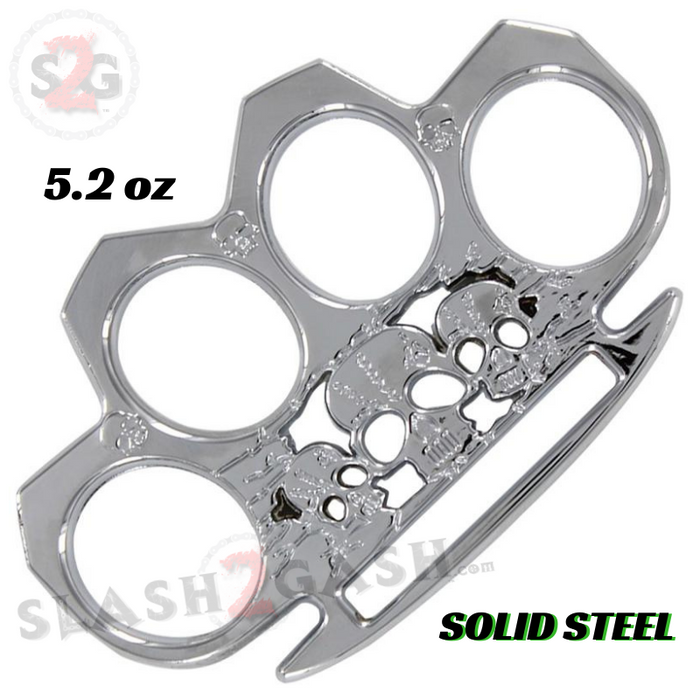 Chrome Knuckles Triple Skull Belt Buckle Life or Death Paperweight