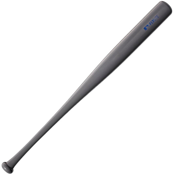 The Louisville Slugger Youth Flylite Y243 Wood Baseball Bat (WBL2704010) features a solid gray finish, slightly flared handle, and rounded barrel, displayed on a white background.