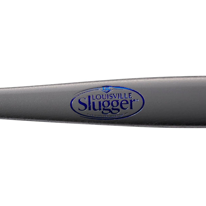 Close-up of the Louisville Slugger Youth Flylite Y243 Wood Baseball Bat (WBL2704010) in black, featuring the brand’s blue and white logo.