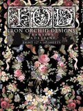 Iron Orchid Designs transfer with floral design on a black background