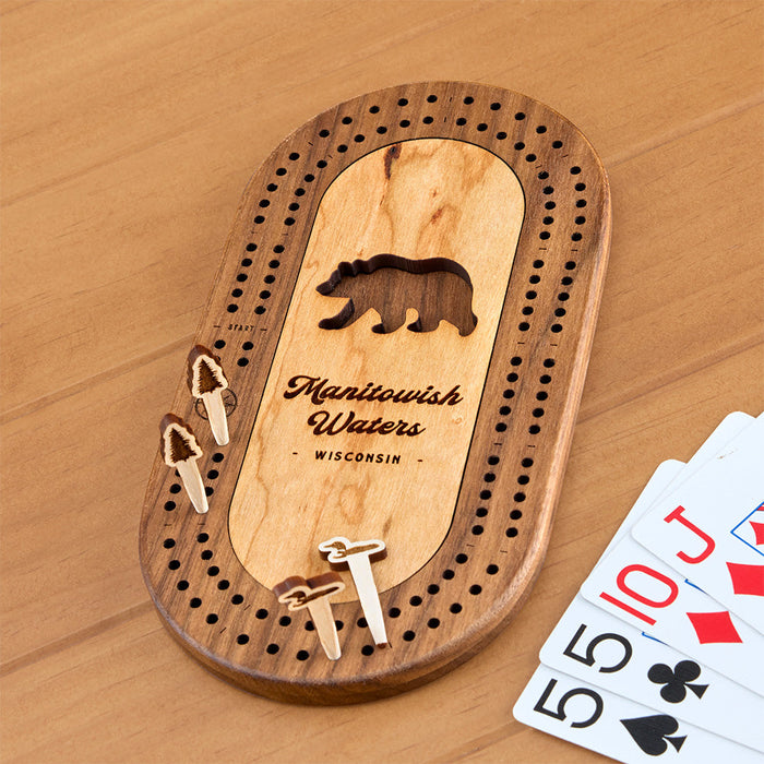 Manitowish Waters Mini Cribbage Board, Bear