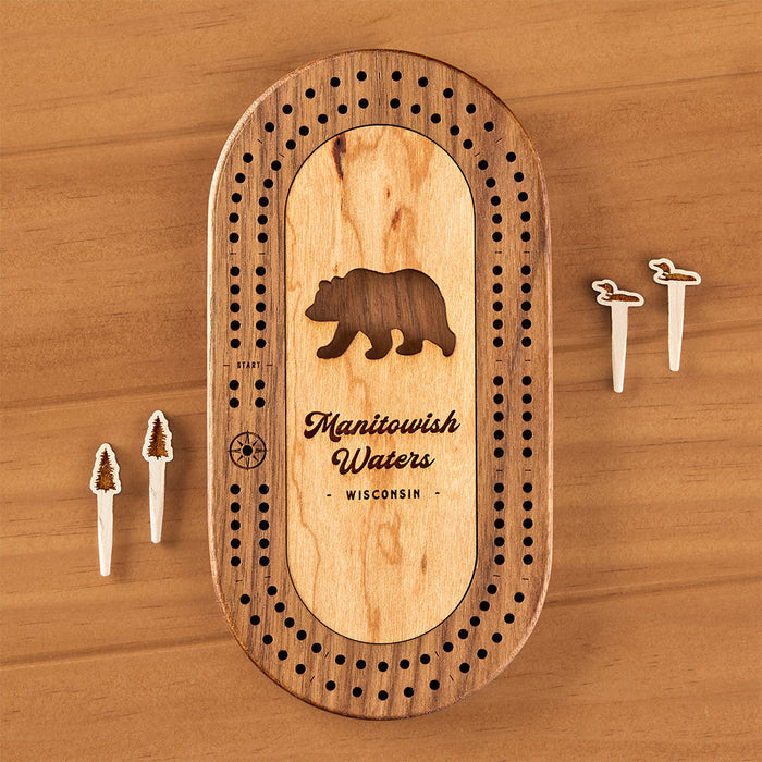 Manitowish Waters Mini Cribbage Board, Bear