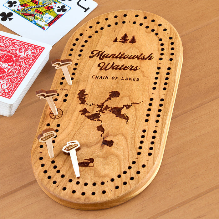 Manitowish Waters Mini Cribbage Board, Chain of Lakes