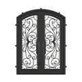Miracle metal arch top door in black with glass and thermal break.
