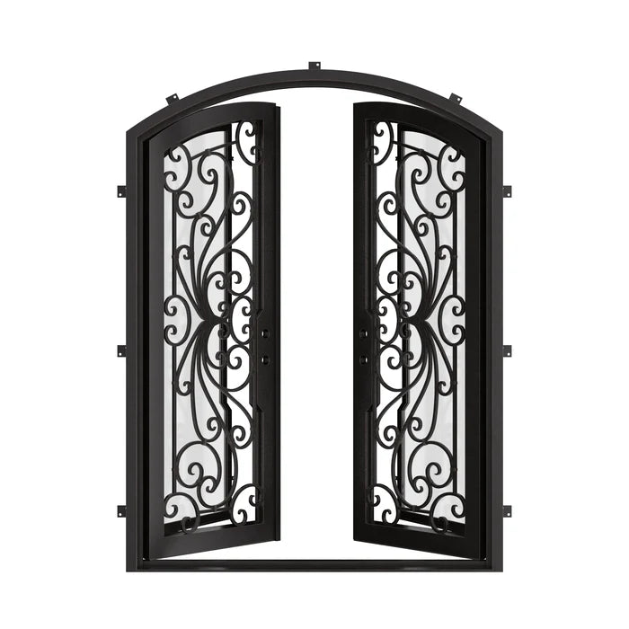 Miracle double door with glass and thermal break in black.