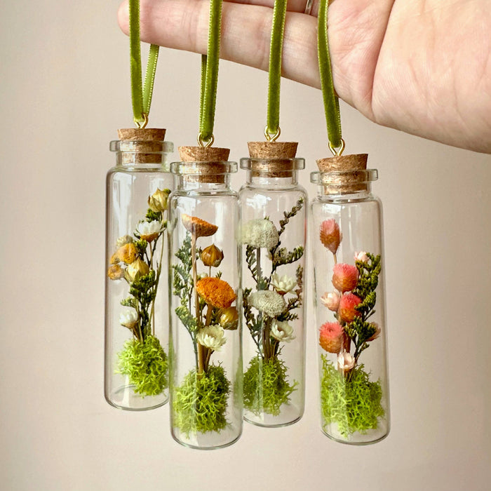 Mix Wildflower Terrarium Christmas Ornament Curiosity Jar: Velvet