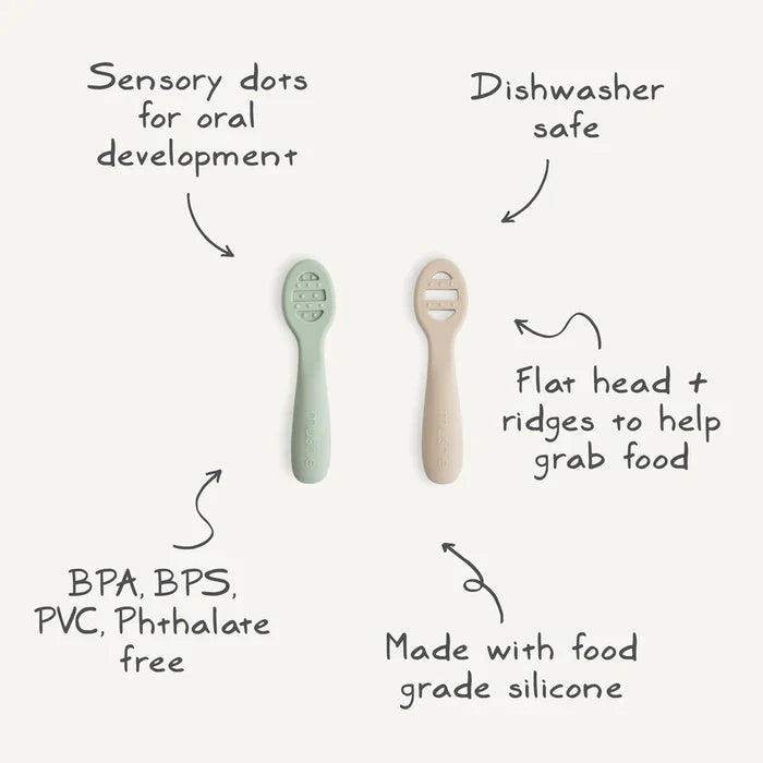 Mushie - First Feeding Baby Spoons 2-Pack in Powder Blue / Sand