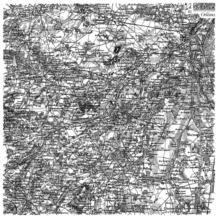 Vintage black and white map of a region with labeled places