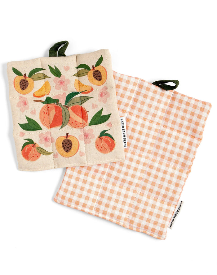 Paper Farm Press Peach Blossom Pot Holder Set