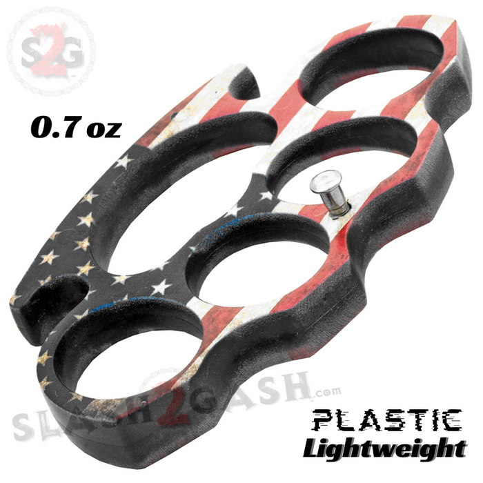 Plastic Knuckles Belt Buckle Duster Lightweight - American Flag Brass Knuckles