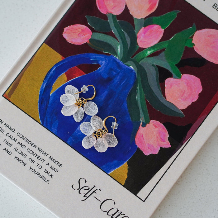 Real Flower Hydrangea Petal Handmade Earrings
