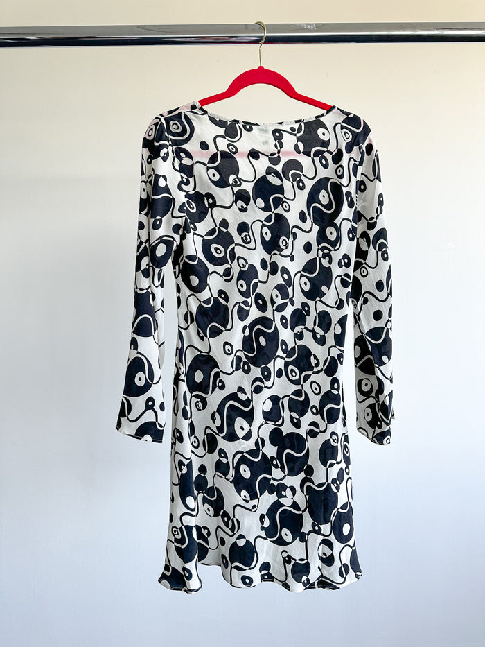 Rixo London Celeste Psychedelic Monochrome Klimt Silk Summer Mini Dress - House Of Huntington