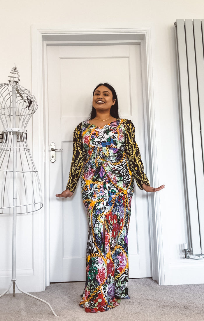 Rixo London Madonna Silk Floral Chain Mixed Satin Wrap Dress - House Of Huntington
