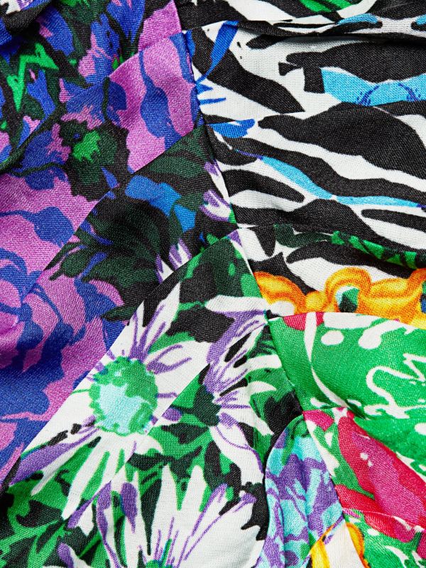 Rixo London Madonna Silk Floral Chain Mixed Satin Wrap Dress - House Of Huntington