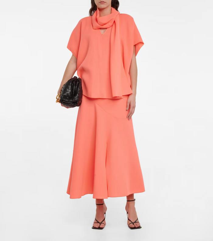 ROKSANDA Coral Adelaide Wool Crêpe Midi Skirt - House Of Huntington