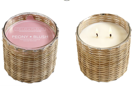 SCENTED DOUBLE WICK CANDLES IN WOVEN POTS