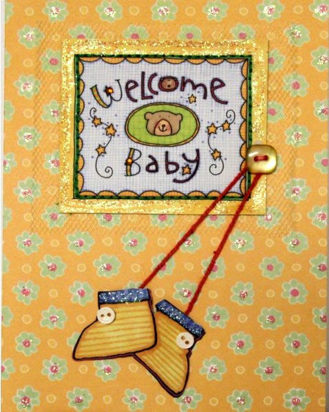 Scrapbookfare Welcome Baby Handmade Dimensional Greeting Card - SCRAPBOOKFARE