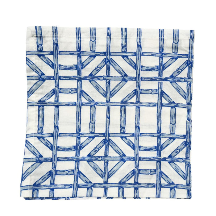 SET OF SIX BLUE BAMBOO TRELLIS NAPKINS
