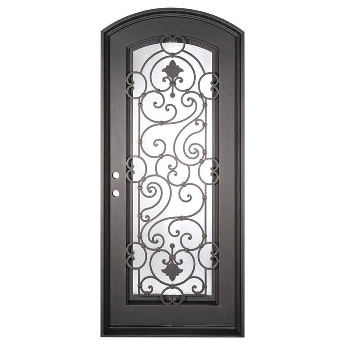 Shavo black finished subtle arch top door with thermal barrier.