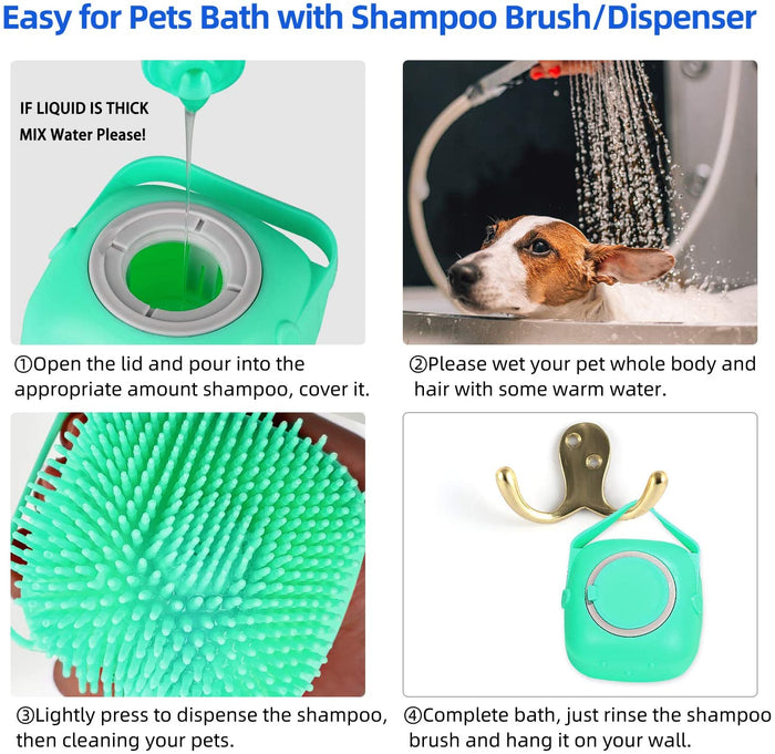 Infographic showcasing the features and benefits of the Silicone Pet Bath Brush